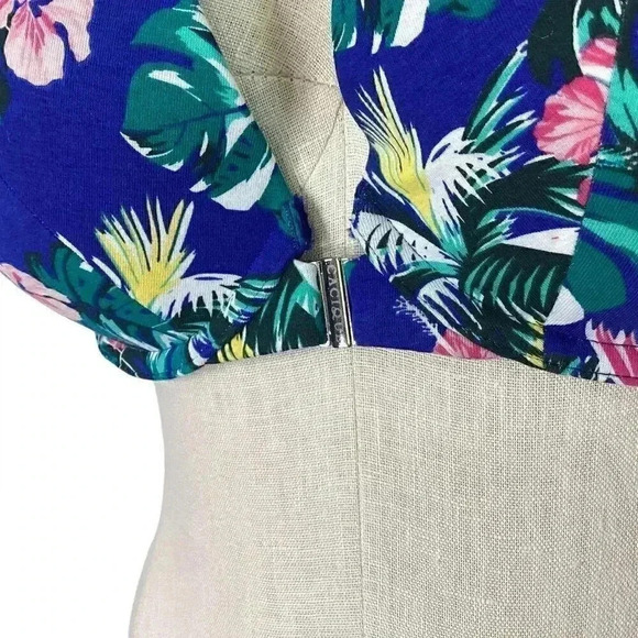 Cacique Bra Women 44C Blue Floral Boost Plunge Front Close Underwire NEW - Picture 2 of 6